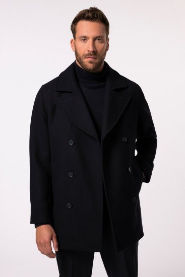 JP1880 Caban Short Double-breasted Overcoat Navy - Bundy - Bundy Nadmerné Veľkosti 2XL-8XL