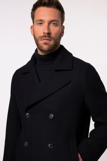 JP1880 Caban Short Double-breasted Overcoat Navy - Bundy - Bundy Nadmerné Veľkosti 2XL-8XL