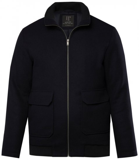 JP1880 831627 Bomber bunda zo zmesi vlny Tmavomodrá - Bundy - Bundy Nadmerné Veľkosti 2XL-8XL
