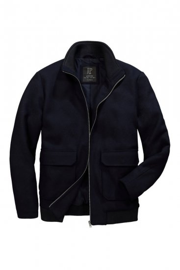 JP1880 831627 Bomber bunda zo zmesi vlny Tmavomodrá - Bundy - Bundy Nadmerné Veľkosti 2XL-8XL