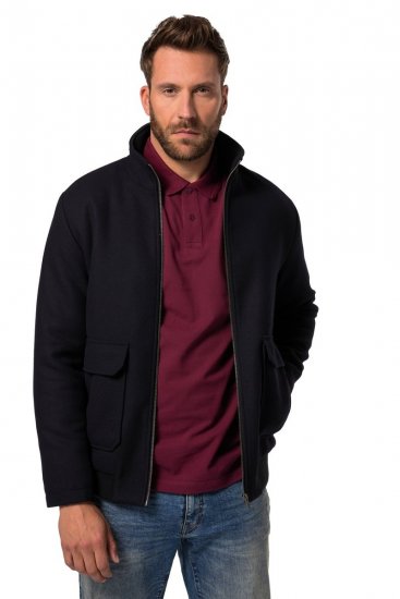 JP1880 831627 Bomber bunda zo zmesi vlny Tmavomodrá - Bundy - Bundy Nadmerné Veľkosti 2XL-8XL
