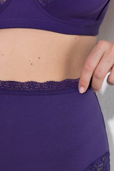 Ulla Popken 831866 Nohavičky s vysokým pásom a čipkou 3 ks Kráľovská modrá - Nohavičky - 