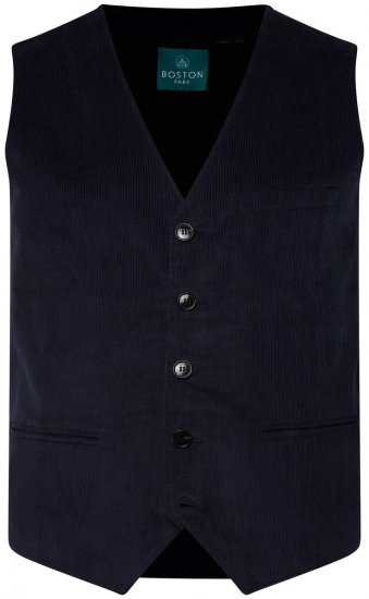 Boston Park 952 Menčestrová vesta s pleteným zadným dielom Tmavomodrá - Obleky - Obleky 2XL-8XL