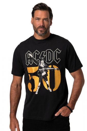 JP1880 AC/DC Graphic Band T-Shirt Black - Tričká - Nadrozmerné tričká - 2XL-14XL