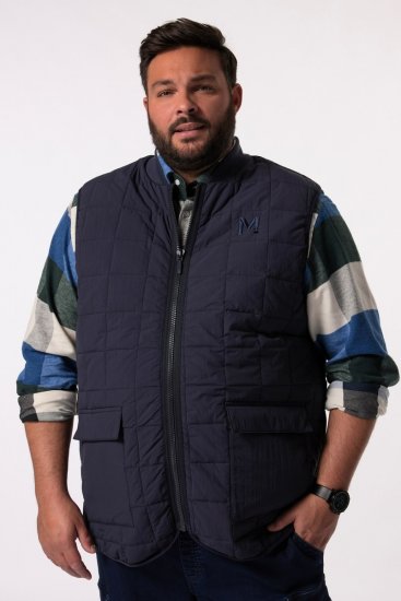 Men+ 464 Vesta prešívaná s college golierom Tmavomodrá - Bundy - Bundy Nadmerné Veľkosti 2XL-8XL