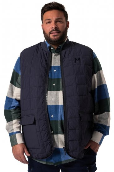 Men+ 464 Vesta prešívaná s college golierom Tmavomodrá - Bundy - Bundy Nadmerné Veľkosti 2XL-8XL