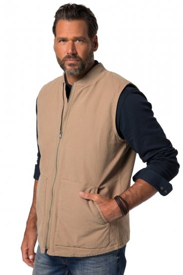 JP1880 834734 Canvasová vesta Tmavobéžová - Bundy - Bundy Nadmerné Veľkosti 2XL-8XL