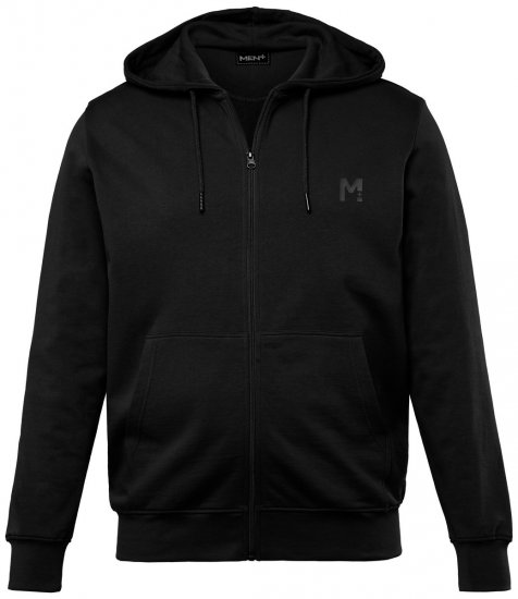 Men+ 851 Mikina s kapucňou na zips Čierna - Mikiny & mikiny bez kapucne - Mikiny & Mikiny s Kapucňou 2XL-12XL