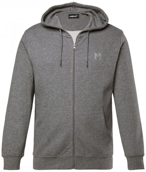 Men+ 851 Mikina s kapucňou na zips Sivý melír - Mikiny & mikiny bez kapucne - Mikiny & Mikiny s Kapucňou 2XL-12XL