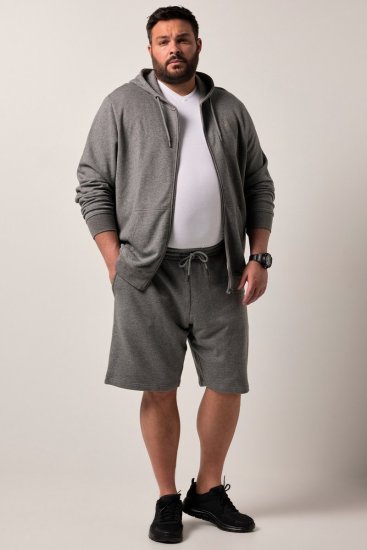 Men+ 851 Mikina s kapucňou na zips Sivý melír - Mikiny & mikiny bez kapucne - Mikiny & Mikiny s Kapucňou 2XL-12XL
