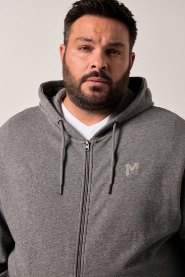 Men+ 851 Mikina s kapucňou na zips Sivý melír - Mikiny & mikiny bez kapucne - Mikiny & Mikiny s Kapucňou 2XL-12XL