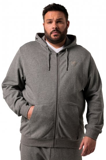 Men+ 851 Mikina s kapucňou na zips Sivý melír - Mikiny & mikiny bez kapucne - Mikiny & Mikiny s Kapucňou 2XL-12XL