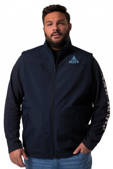 Men+ 414 Softshellová vesta so stojačikom Tmavomodrá - Bundy - Bundy Nadmerné Veľkosti 2XL-8XL