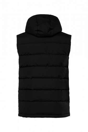 Men+ 442 Vesta prešívaná s kapucňou a potlačou Čierna - Bundy - Bundy Nadmerné Veľkosti 2XL-8XL