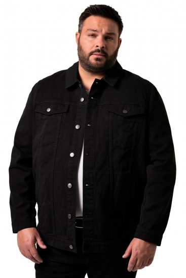 Men+ 446 Džínsová bunda s náprsnými vreckami Čierna - Bundy - Bundy Nadmerné Veľkosti 2XL-8XL
