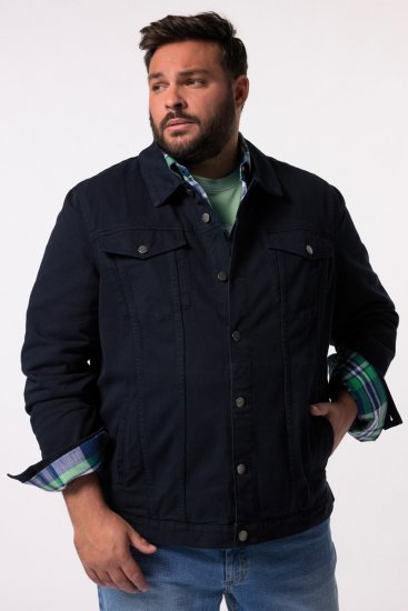 Men+ 446 Džínsová bunda s náprsnými vreckami Tmavomodrá - Bundy - Bundy Nadmerné Veľkosti 2XL-8XL
