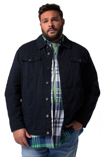 Men+ 446 Džínsová bunda s náprsnými vreckami Tmavomodrá - Bundy - Bundy Nadmerné Veľkosti 2XL-8XL