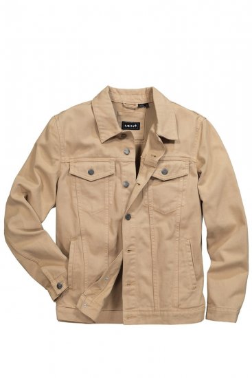 Men+ 446 Džínsová bunda s náprsnými vreckami Piesková - Bundy - Bundy Nadmerné Veľkosti 2XL-8XL