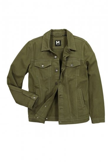 Men+ 446 Džínsová bunda s náprsnými vreckami Tmavo olivová - Bundy - Bundy Nadmerné Veľkosti 2XL-8XL