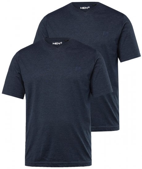 Men+ 299 Tričko véčkový výstrih Tmavomodrá 2 kusy - Tričká - Nadrozmerné tričká - 2XL-14XL