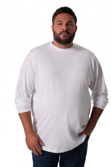 Men+ 307 Tričko s dlhým rukávom Biela - Tričká - Nadrozmerné tričká - 2XL-14XL