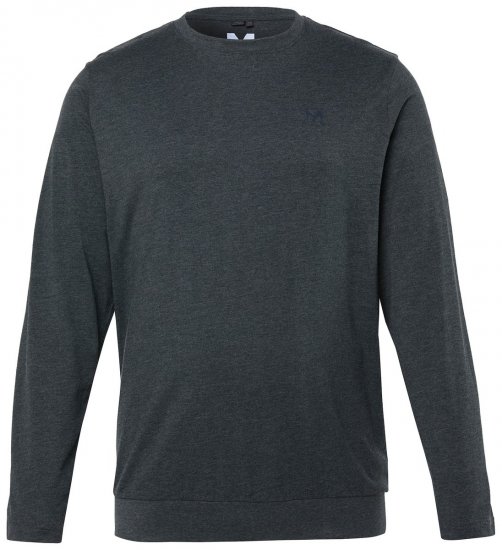 Men+ 313 Tričko s dlhým rukávom bellyfit Tmavosivý melír - Tričká - Nadrozmerné tričká - 2XL-14XL
