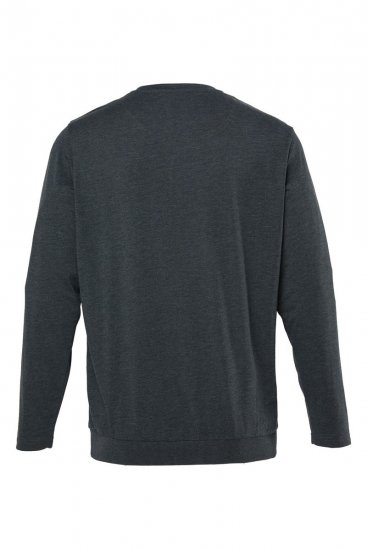 Men+ 313 Tričko s dlhým rukávom bellyfit Tmavosivý melír - Tričká - Nadrozmerné tričká - 2XL-14XL