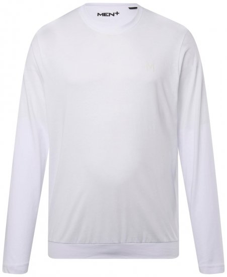 Men+ 313 Tričko s dlhým rukávom bellyfit Biela - Tričká - Nadrozmerné tričká - 2XL-14XL