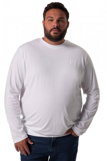 Men+ 313 Tričko s dlhým rukávom bellyfit Biela - Tričká - Nadrozmerné tričká - 2XL-14XL