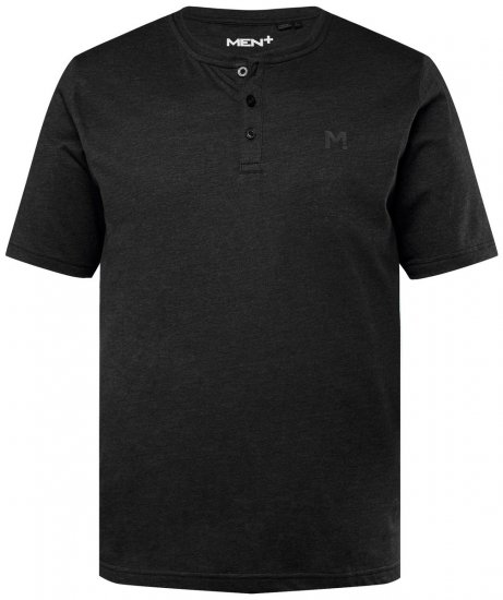 Men+ 365 Tričko Henley Čierna - Tričká - Nadrozmerné tričká - 2XL-14XL