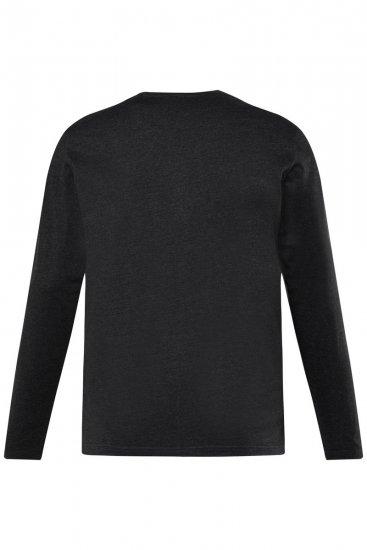 Men+ 383 Tričko Henley s dlhým rukávom Čierna - Tričká - Nadrozmerné tričká - 2XL-14XL