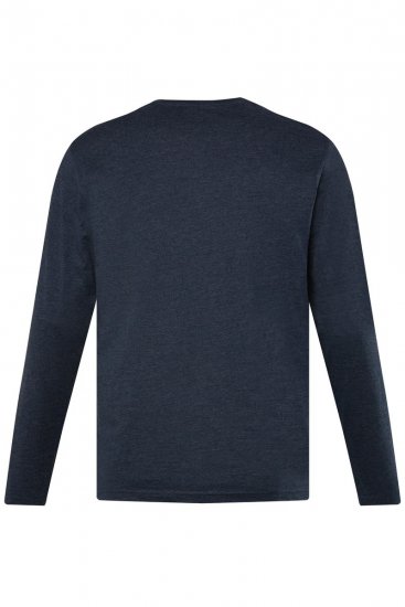 Men+ 383 Tričko Henley s dlhým rukávom Tmavomodrá - Tričká - Nadrozmerné tričká - 2XL-14XL