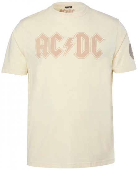 JP1880 836411 AC/DC Classic Logo Tričko Piesková sivá - Tričká s kapelami - Kapelové a hudobné tričká
