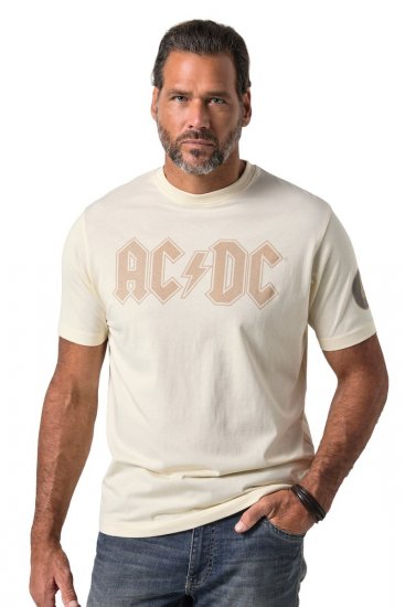 JP1880 836411 AC/DC Classic Logo Tričko Piesková sivá - Tričká s kapelami - Kapelové a hudobné tričká