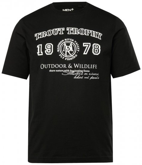 Men+ 424 Tričko Trout Trophy Čierna - Tričká - Nadrozmerné tričká - 2XL-14XL