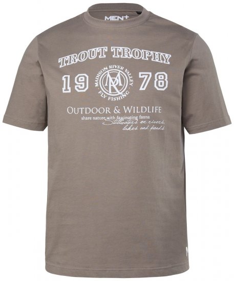 Men+ 424 Tričko Trout Trophy Sivohnedá - Tričká - Nadrozmerné tričká - 2XL-14XL
