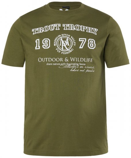 Men+ 424 Tričko Trout Trophy Tmavo olivová - Tričká - Nadrozmerné tričká - 2XL-14XL