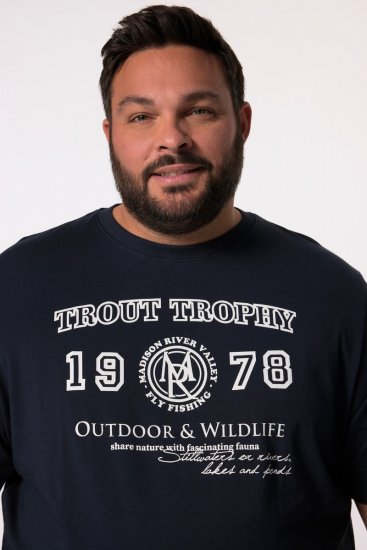 Men+ 424 Tričko Trout Trophy Tmavomodrá - Tričká - Nadrozmerné tričká - 2XL-14XL