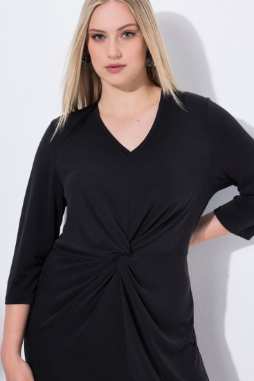 Ulla Popken 836514 Midi šaty s 3/4 rukávmi Čierna - Midi šaty - Midi šaty pre plnoštíhle ženy