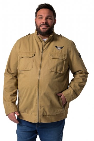 Men+ 641 Bavlnená bunda so stojačikom Kamelová - Bundy - Bundy Nadmerné Veľkosti 2XL-8XL
