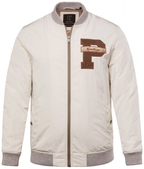JP1880 836786 College bunda s emblémom Krémovo biela - Bundy - Bundy Nadmerné Veľkosti 2XL-8XL