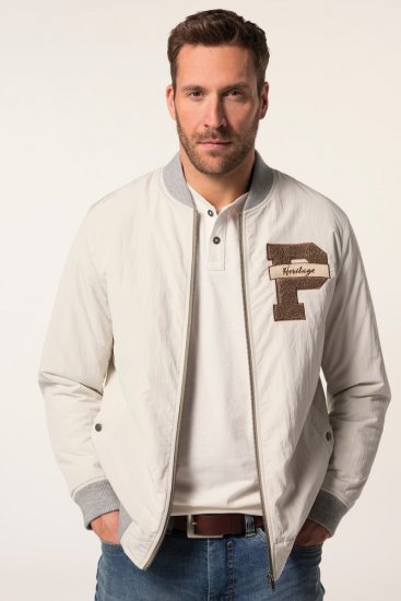 JP1880 836786 College bunda s emblémom Krémovo biela - Bundy - Bundy Nadmerné Veľkosti 2XL-8XL
