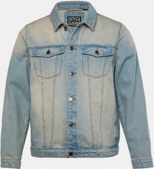 STHUGE 837222 Džínsová bunda s náprsnými vreckami Svetlomodrá - Bundy - Bundy Nadmerné Veľkosti 2XL-8XL