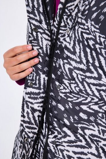 Ulla Popken 838435 Dlhá prešívaná vesta s potlačou Čierna - Vesty - 
