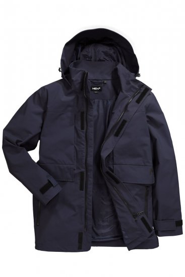 Men+ 215 Nepremokavá bunda s kapucňou Tmavomodrá - Bundy - Bundy Nadmerné Veľkosti 2XL-8XL