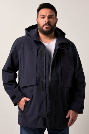 Men+ 215 Nepremokavá bunda s kapucňou Tmavomodrá - Bundy - Bundy Nadmerné Veľkosti 2XL-8XL