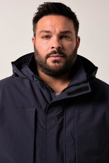 Men+ 215 Nepremokavá bunda s kapucňou Tmavomodrá - Bundy - Bundy Nadmerné Veľkosti 2XL-8XL