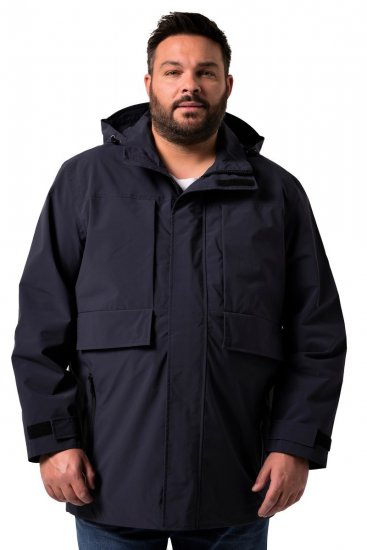 Men+ 215 Nepremokavá bunda s kapucňou Tmavomodrá - Bundy - Bundy Nadmerné Veľkosti 2XL-8XL