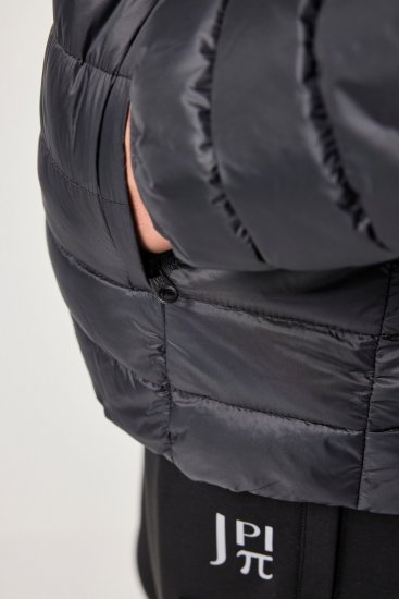 JAY-PI Lightly Quilted Jacket with a Hoodie Black - Bundy - Bundy Nadmerné Veľkosti 2XL-8XL