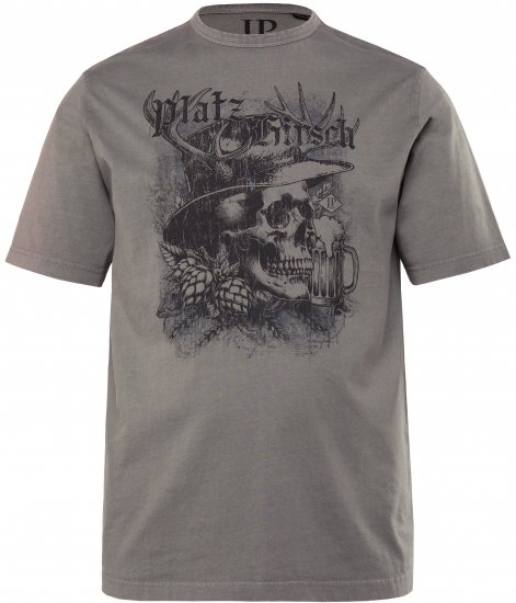 JP1880 Beer King Design Vintage Looking T-Shirt Gray - Tričká - Nadrozmerné tričká - 2XL-14XL